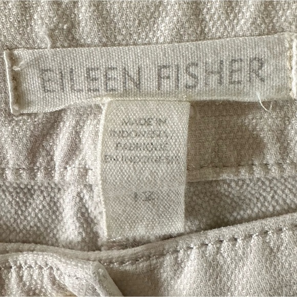 EILEEN FISHER OFF WHITE COTTON CANVAS CROPPED PANT SIZE 12 - Picture 7 of 11